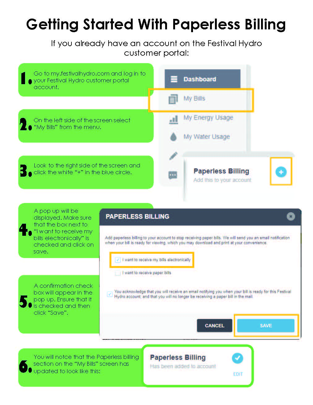 Paperless Billing Existing Account